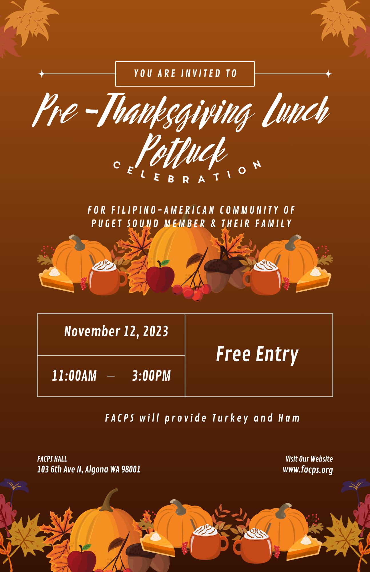 Pre-Thanksgiving Potluck flyer